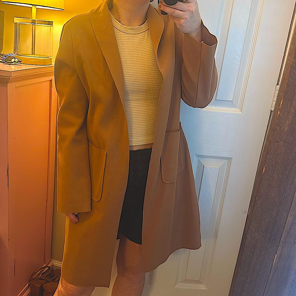 Tan Brown Collard Pocket Overcoat